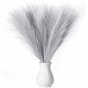 Faux Pampas Grass, 18"/45cm Artificial Pampas Grass Fluffy 5 Stem Flower